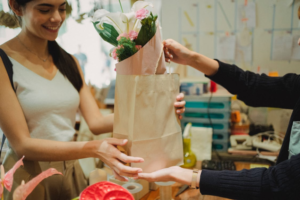 woman buys from garage sale